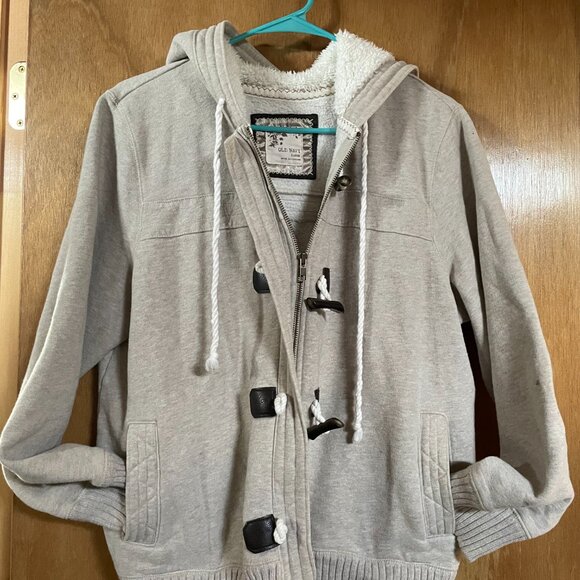 Old Navy Womens Coat W/ Hood Cream color White Fleece in Hood XL Used - Picture 1 of 9